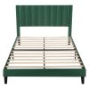 Queen size Modern Green Velvet Upholstered Platform Bed with Headboard