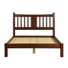 King Farmhouse Style Solid Wood Platform Bed Frame with Headboard in Cherry