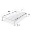 Twin XL size Wide-Slat White Metal Platform Bed Frame with Headboard Brackets
