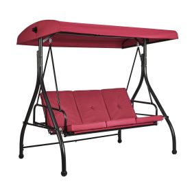 VEVOR 3-Seat Patio Swing Chair, Converting Canopy Swing, Outdoor Patio Porch with Adjustable Canopy, Removable Thick Cushion and Alloy Steel Fram