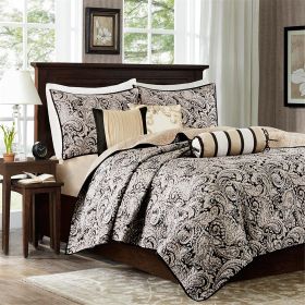 6 Piece Jacquard Quilt Set with Throw Pillows