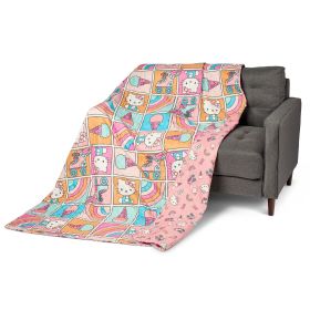 Hello Kitty Rainbow Pink Twin Quilted Blanket 60 x 90 inches