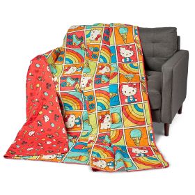 Hello Kitty Rainbow Red Full/Queen Quilted Blanket 90 x 90 inches