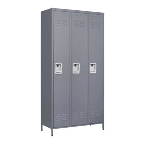 3 Employee Metal Lockers With 72 Inch High Locks, Home Gym Office, School Garage Lockers, Gray (Color: Grey)