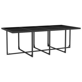 vidaXL 13 Piece Patio Dining Set with Cushions Poly Rattan Black (Option: as picture)