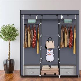 Non Woven Wardrobe With 5 Layers And 9 Compartments (Option: Gray)