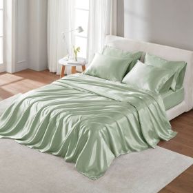 Satin Luxury Sheet Set Full (Color: as Pic)