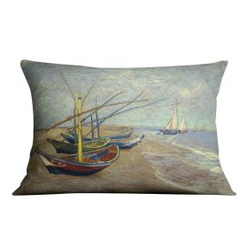 Fishing boats at Sainte Marie Cushion (Insert: Without Insert, size: 18" X 18")