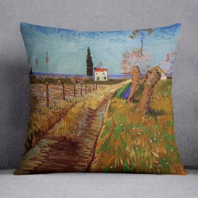 Path Through a Field with Willows by Van Gogh Cushion (Insert: With Insert, size: 20" X 20")