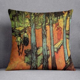 Les Alyscamps Falling Autumn Leaves by Van Gogh Cushion (Insert: Without Insert, size: 20" X 20")
