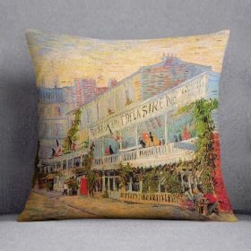 Restaurant de la Sirene at Asnieres by Van Gogh Cushion (Insert: Without Insert, size: 20" X 20")
