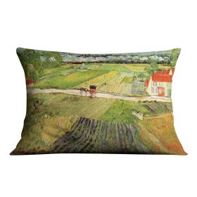 Landscape with Carriage and Train in the Background by Van Gogh Cushion (Insert: Without Insert, size: 16" X 16")