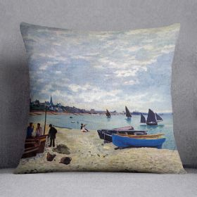 The Beach at Sainte Adresse 2 by Monet Cushion (Insert: Without Insert, size: 20" X 20")